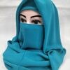 Plain Niqab Ready to Wear - Peacock Blue