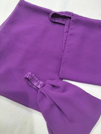 Plain Three Piece Matching Hijab Set - Eggplant