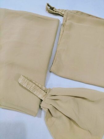 Plain Three Piece Matching Hijab Set - Fawn