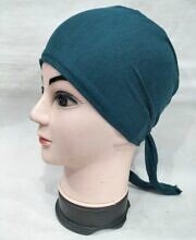 Plain Tie Back Bonnet Cap - Aqua Blue