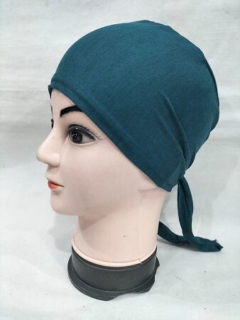 Plain Tie Back Bonnet Cap - Aqua Blue