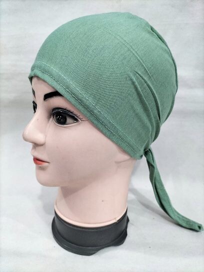 Plain Tie Back Bonnet Cap - Pistachio Green Plain Tie Back Bonnet Cap - Pistachio Green