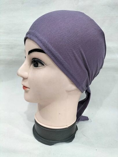 Plain Tie Back Bonnet Cap - Purple