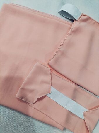 Three Piece Matching Square Hijab Set - Peach