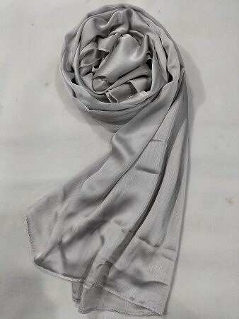 Crinkle Silk Scarf - Silver