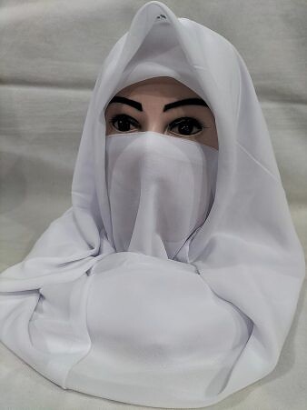 Plain Niqab Ready to Wear - Bright White