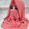 Plain Niqab Ready to Wear - Coral Pink