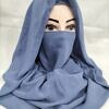 Plain Niqab Ready to Wear - Denim Blue