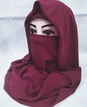 Plain Niqab Ready to Wear - Maroon