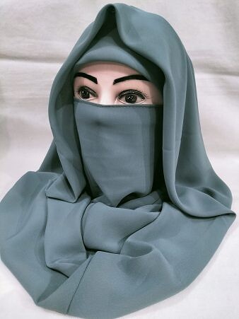 Plain Niqab Ready to Wear - Steel Grey