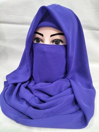 Plain Niqab Ready to Wear - Violet