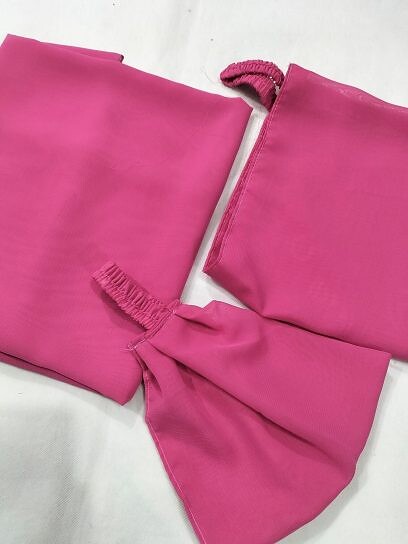 Plain Three Piece Matching Hijab Set - Rose Pink