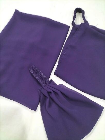 Plain Three Piece Matching Hijab Set - Indigo