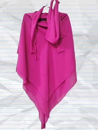 Three Layer Khimar with Niqab Ready to Wear - Deep Pink