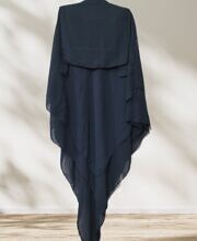 Three Layer Khimar with Niqab Ready to Wear - Dark Navy Blue