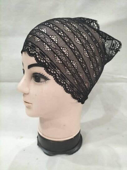 Lace Hijab Band - Black (Design 2)