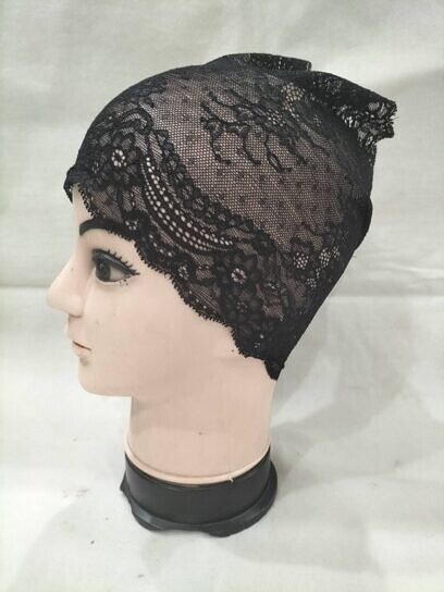 Lace Hijab Band - Black (Design 4)
