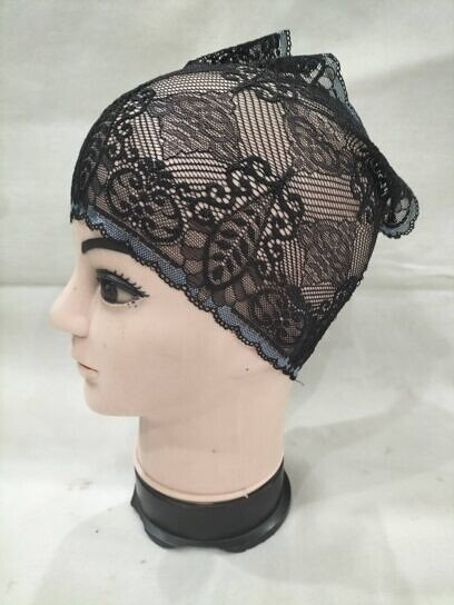 Lace Hijab Band - Black (Design 5)