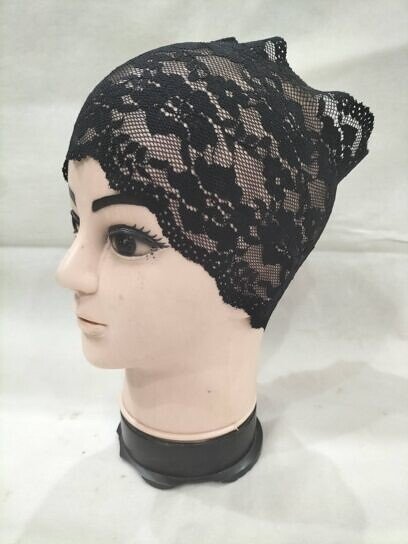 Lace Hijab Band – Black (Design 6)