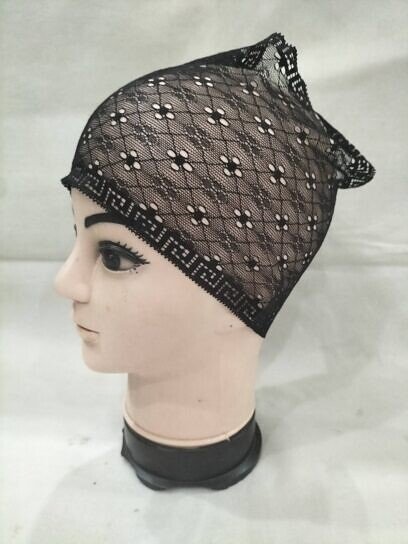 Lace Hijab Band - Black (Design 7)