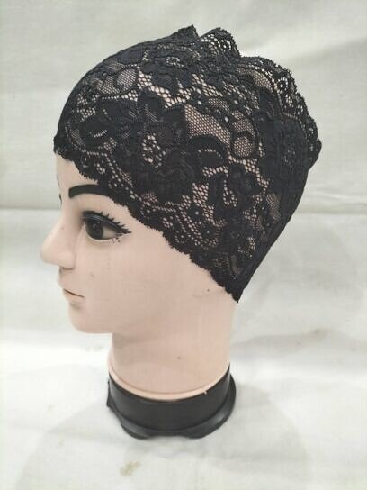 Lace Hijab Band - Black (Design 8)