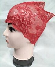 Lace Hijab Band - Bright Red