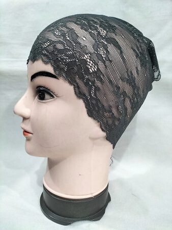 Lace Hijab Band - Charcoal