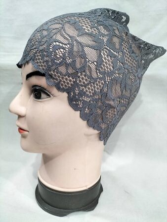 Lace Hijab Band - Grey (Design 2)