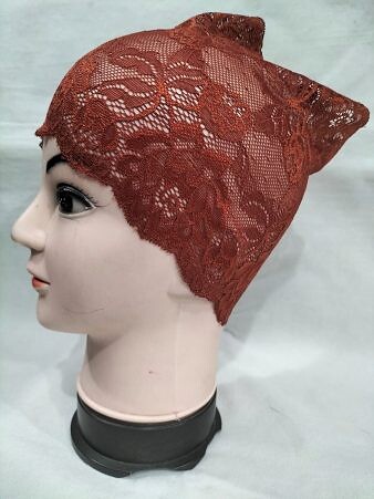 Lace Hijab Band - Rust