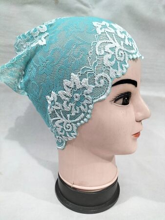 Lace Hijab Band - Sky Blue