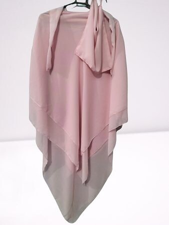 Three Khimar with Niqab Ready to Wear - Baby Pink