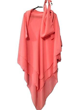 Khimar with Niqab Ready to Wear - Coral Pink
