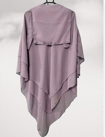 Three Layer Khimar with Niqab Ready to Wear - Light Purple