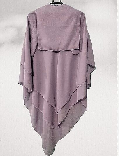 Three Layer Khimar with Niqab Ready to Wear - Light Purple