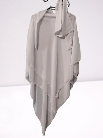Three Layer Khimar with Niqab Ready to Wear - White