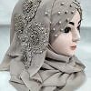 Pearl Ready to Wear with Matching 3D Bunch - Design 2 - Brownish Grey