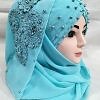 Pearl Ready to Wear with Matching 3D Bunch - Design 2 - Sky Blue