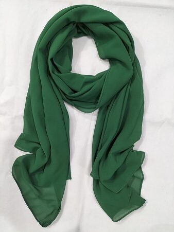 Plain Maxi Chiffon Scarf - Green