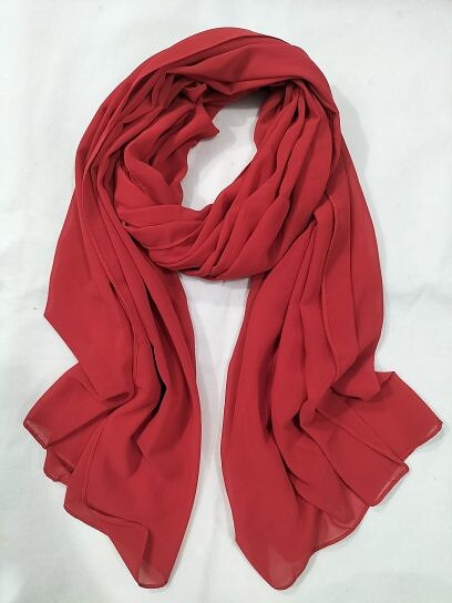 Plain Maxi Chiffon Scarf - Red