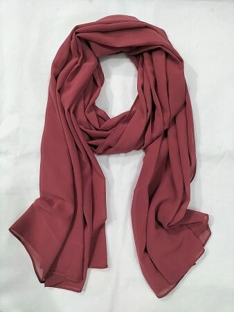 Plain Maxi Chiffon Scarf - Rust
