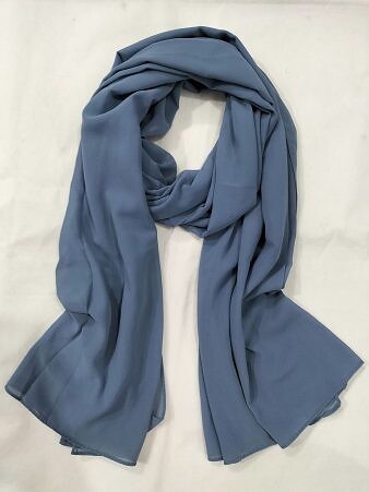Plain Maxi Chiffon Scarf - Steel Grey