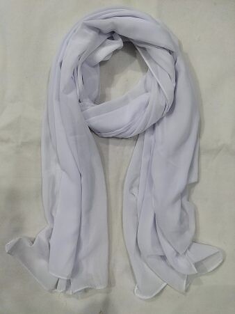 Plain Maxi Chiffon Scarf - White