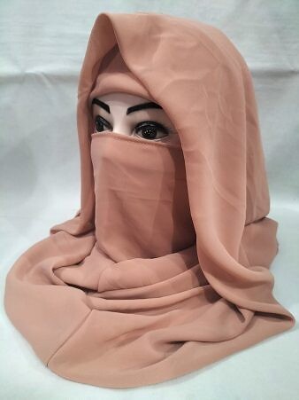 Plain Niqab Ready to Wear - Cinnamon Brown