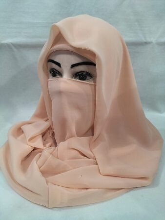 Plain Niqab Ready to Wear - Peach