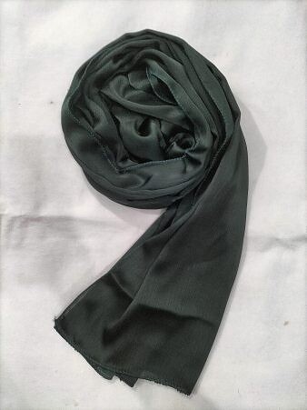 Crinkle Silk Scarf - Forest Green
