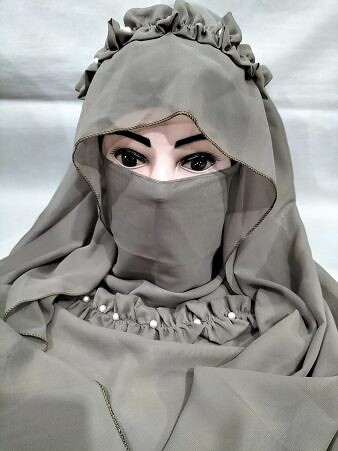 Crown Ready to Wear Niqab with Pearls - Dirty Grey