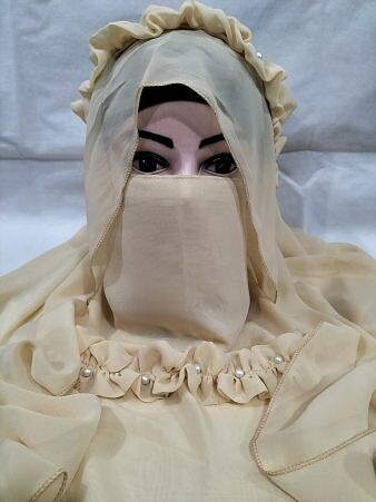 Crown Ready to Wear Niqab with Pearls - Fawn