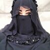 Crown Ready to Wear Niqab with Pearls - Navy Blue