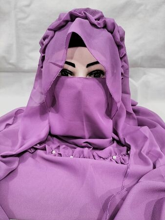 Crown Ready to Wear Niqab with Pearls - Purple