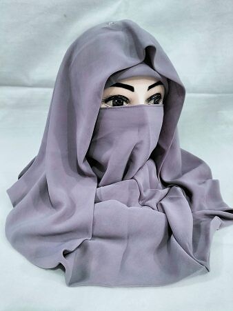 Plain Niqab Ready to Wear - Dirty Purple